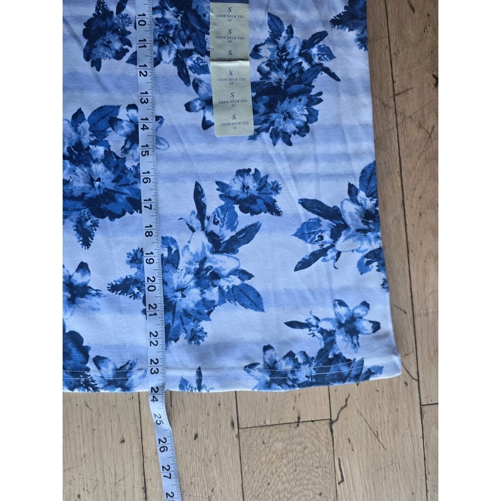 Laura Scott Knit Top Women's Blue Striped Floral Crew Neck Size Small NWT - Picture 7 of 9